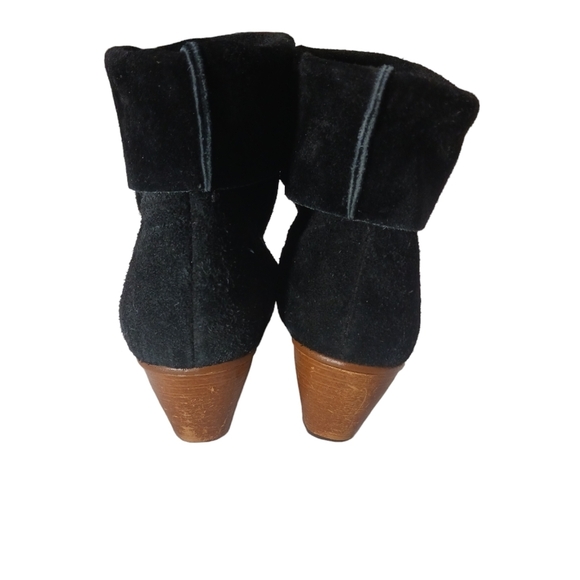 Convertable Black Suede Fold Down Ankle Boots Booties - Picture 8 of 13